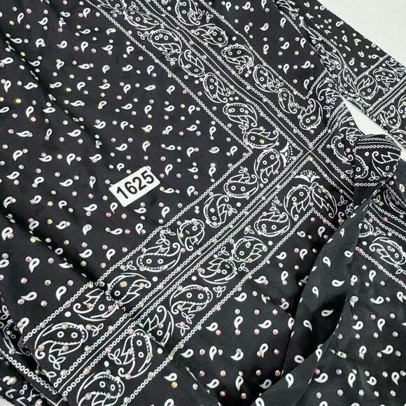 Akira Top Womens Medium Black Western Bling Country Collar Dark NewTunic - Picture 10 of 10